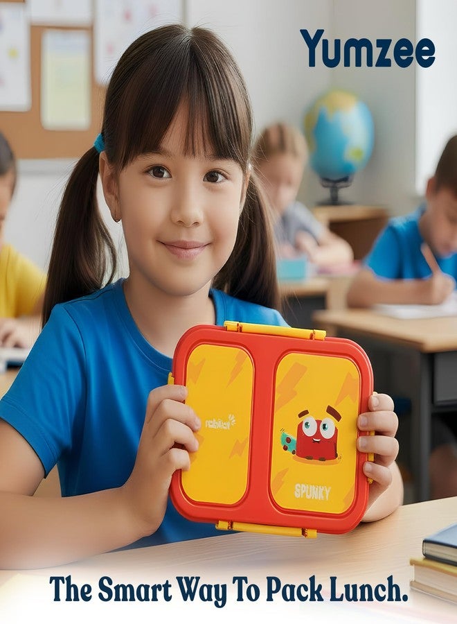 rabitat Yumzee Stainless Steel Lunch Box | 1+1 Year Brand Warranty | Tiffin Box for School | Lunch Box for Kids Boys & Girls | BPA Free, Leakproof & Durable Bento Design | 750 ml | Spunky - Image 5